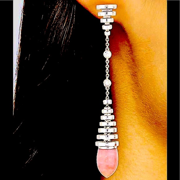 18K AVAKIAN RIVIERA Earrings w/ Pink Opal & Onyx - Picture 11 of 16